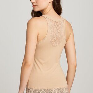 F.I.T Figure Improving Technology Nude Lace-Trim Tank Top